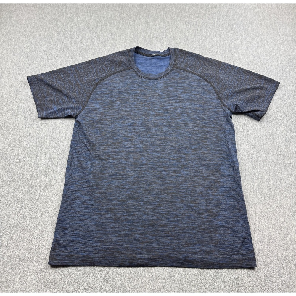 Lululemon Shirt Men Medium Blue Metal Vent Short Sleeve Gym Training Workout Run